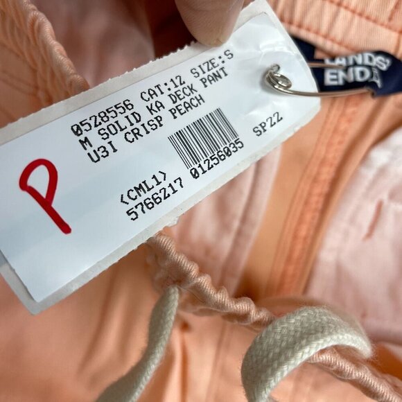 NEW Lands' End Men's S Peach Solid Deck Pants Chino Pull on - Picture 6 of 8